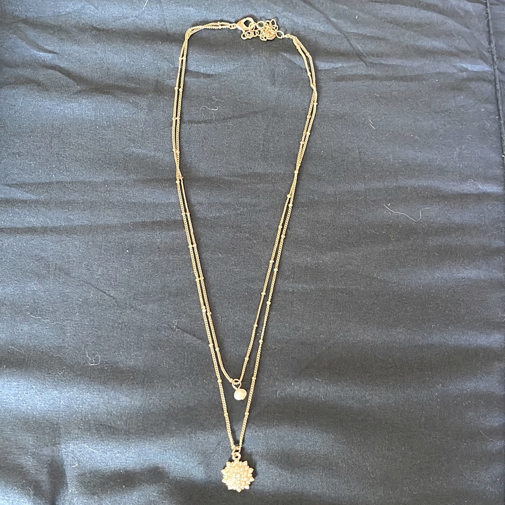 Premier Designs two strand gold plated, faux pearl and diamond necklace